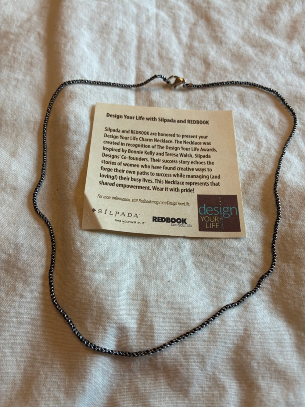 Silpada chain Silver Redbook Design Design Your Life Charm Necklace
